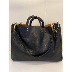 Coach Rogue 39 Black Leather Tote with Handles and Shoulder Strap, Barely Used